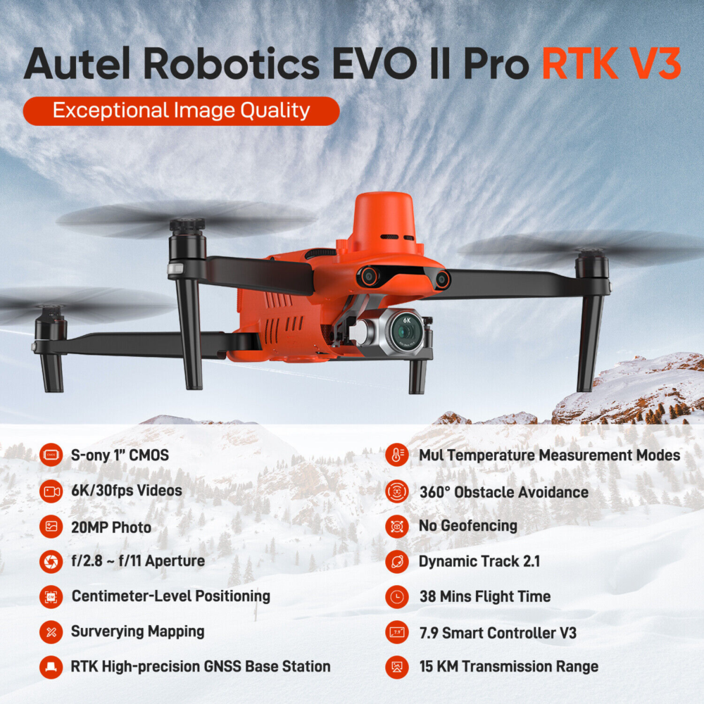 Autel EVO 2 Pro V3 RTK Rugged Bundle 6K HDR Video Drone 1" CMOS No Geofencing - Image 4
